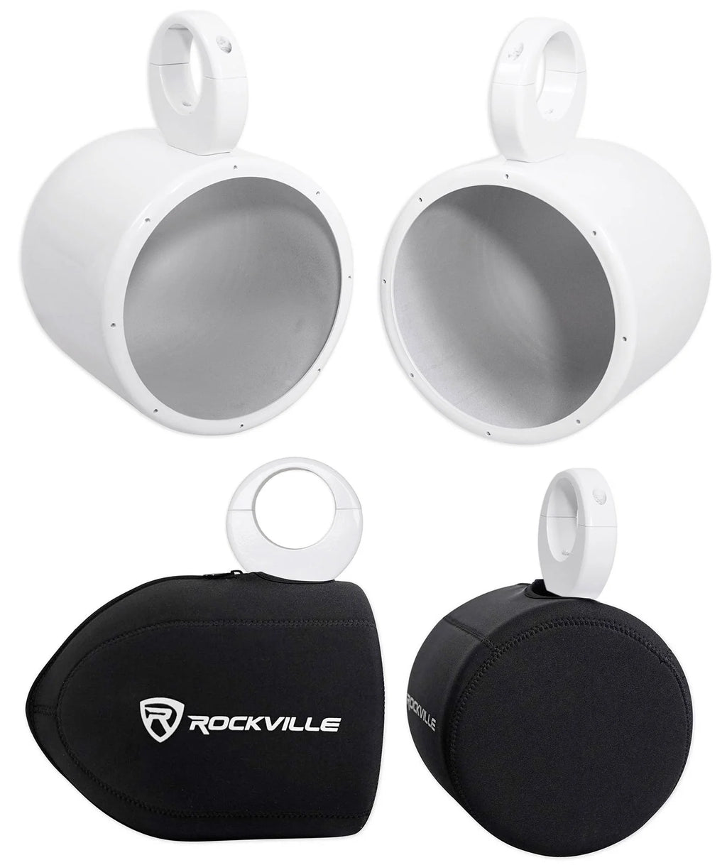 White Aluminum Wakeboard Tower Speaker Pods with Covers J50620