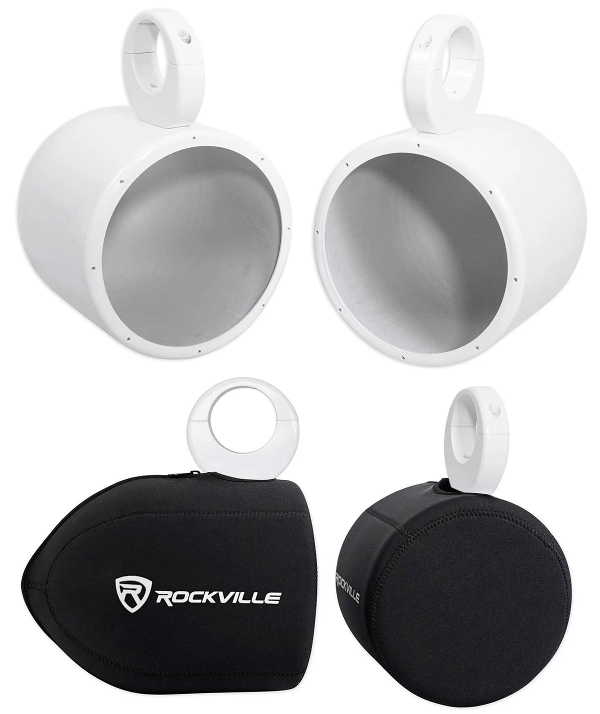 White Aluminum Wakeboard Tower Speaker Pods with Covers J50620