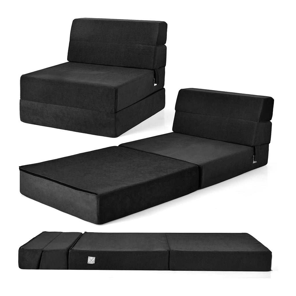 Black 3-in-1 Convertible Folding Chair Sofa Bed M71967
