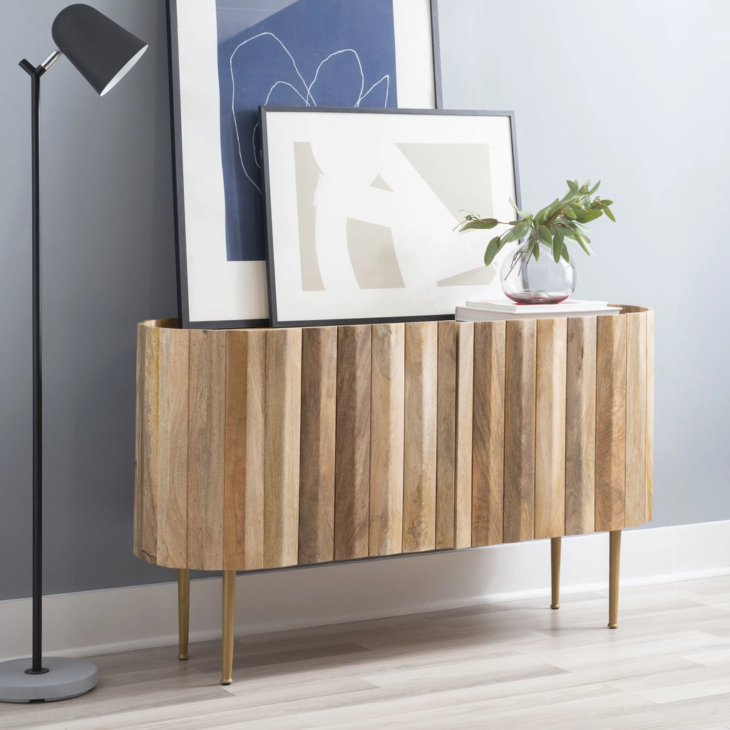 Wood and Iron Console Table with Shelves I6194