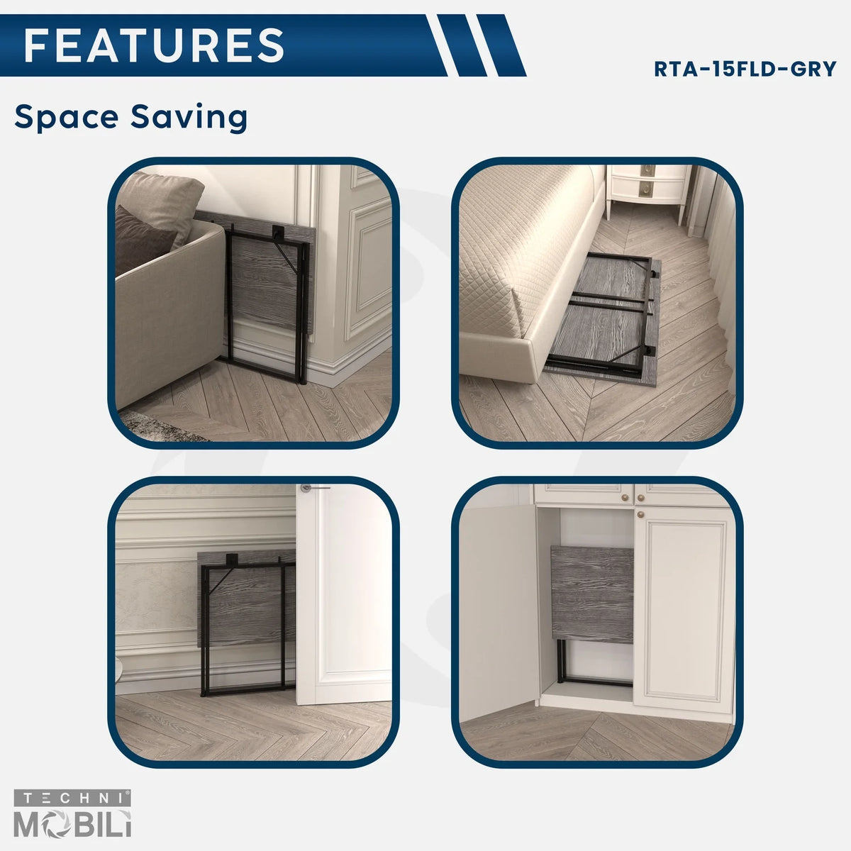 40" W Folding Computer Desk, Grey N97178