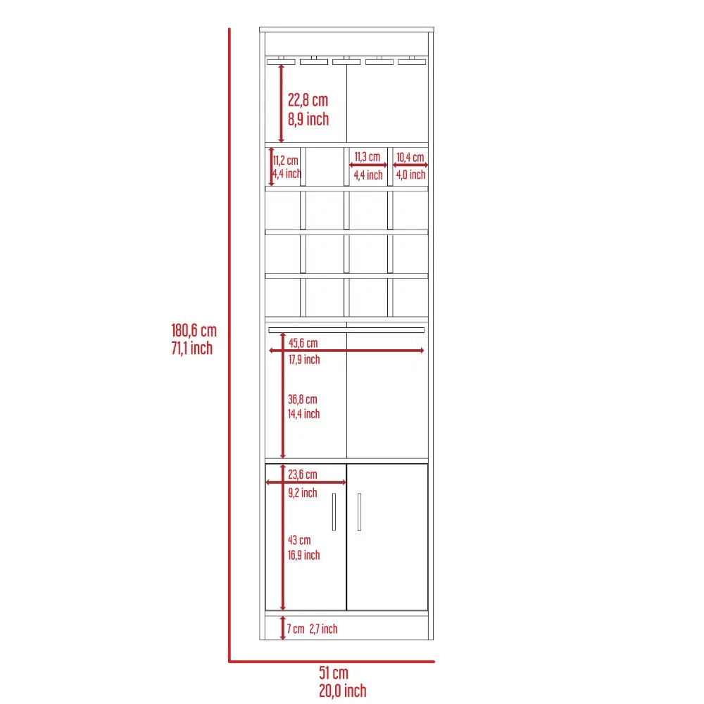 Light Gray Bar Cabinet with Extendable Shelf H54974