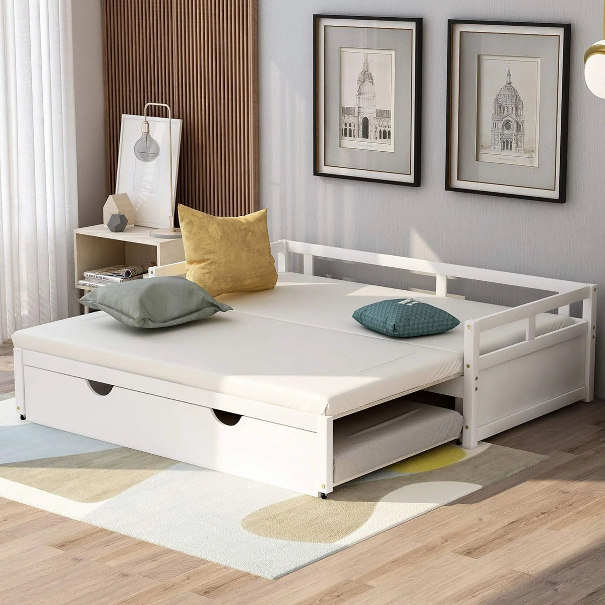 White Wood Extendable Daybed L2120