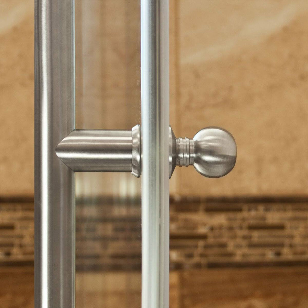 Brushed Nickel Sliding Shower Door with Stationary Panel G706095