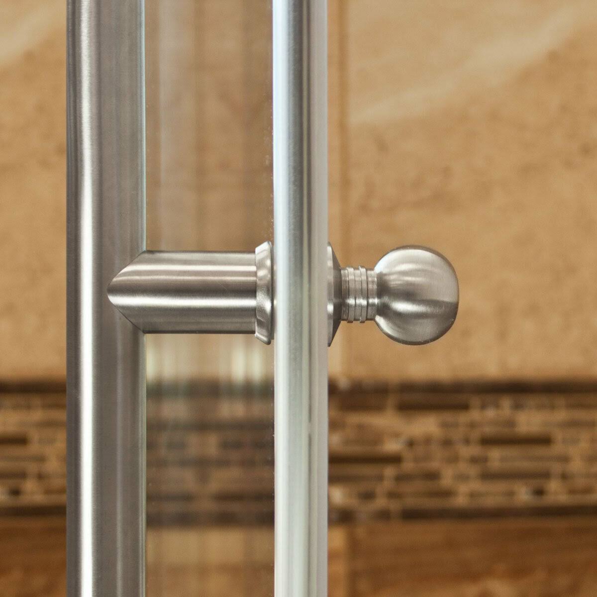 Brushed Nickel Sliding Shower Door with Stationary Panel G706095