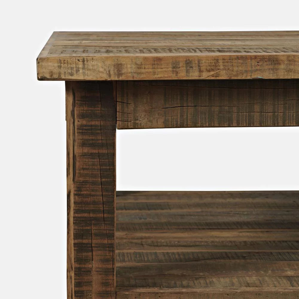 50" Rustic Solid Wood Coffee Table with Storage Shelf J98802