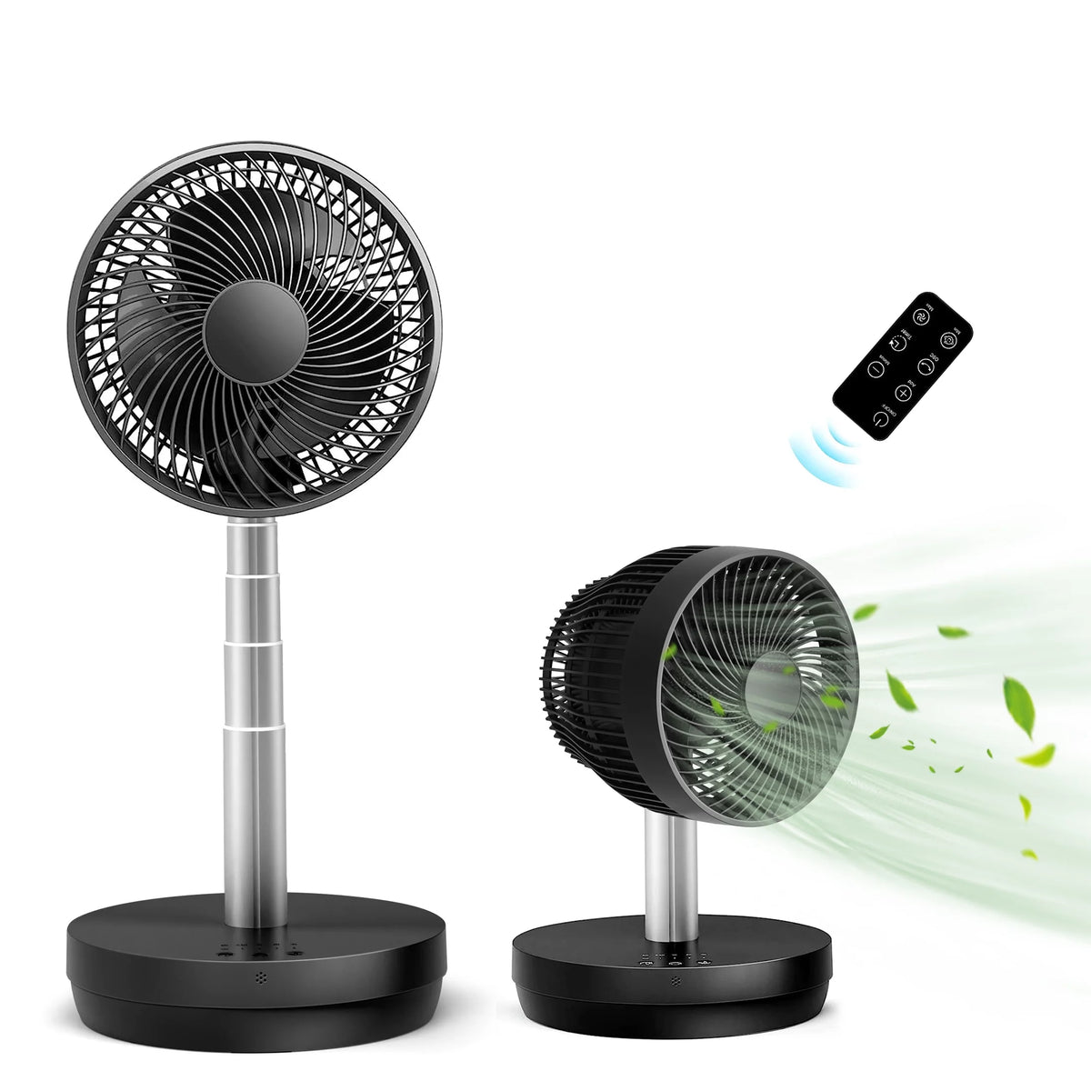Portable Foldable Rechargeable Standing Fan with Remote Control White S356774