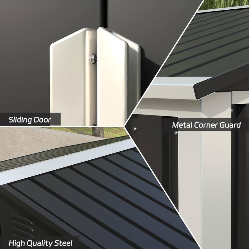 Black Metal Outdoor Storage Shed with Air Vents B6601