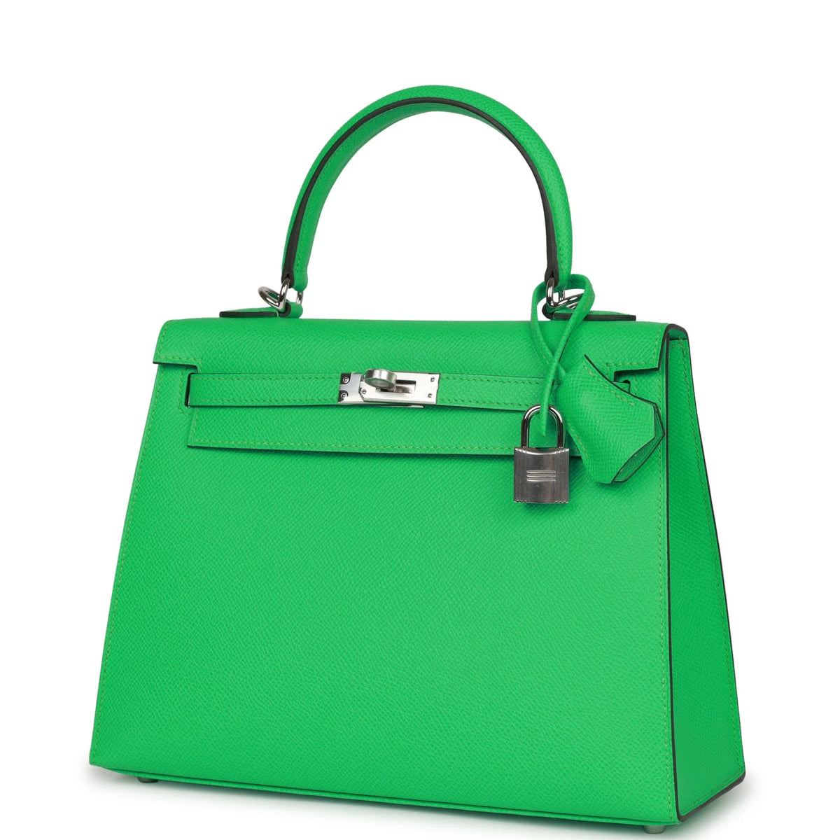 Kelly 25 Vert Comics Epsom Palladium Hardware Handbag Y46118