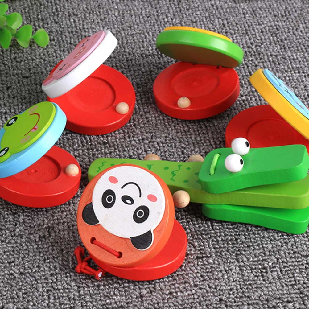 2 Pcs Kids Wooden Crocodile Castanets Clacker Toys Musical Instrument Bamboo N5794
