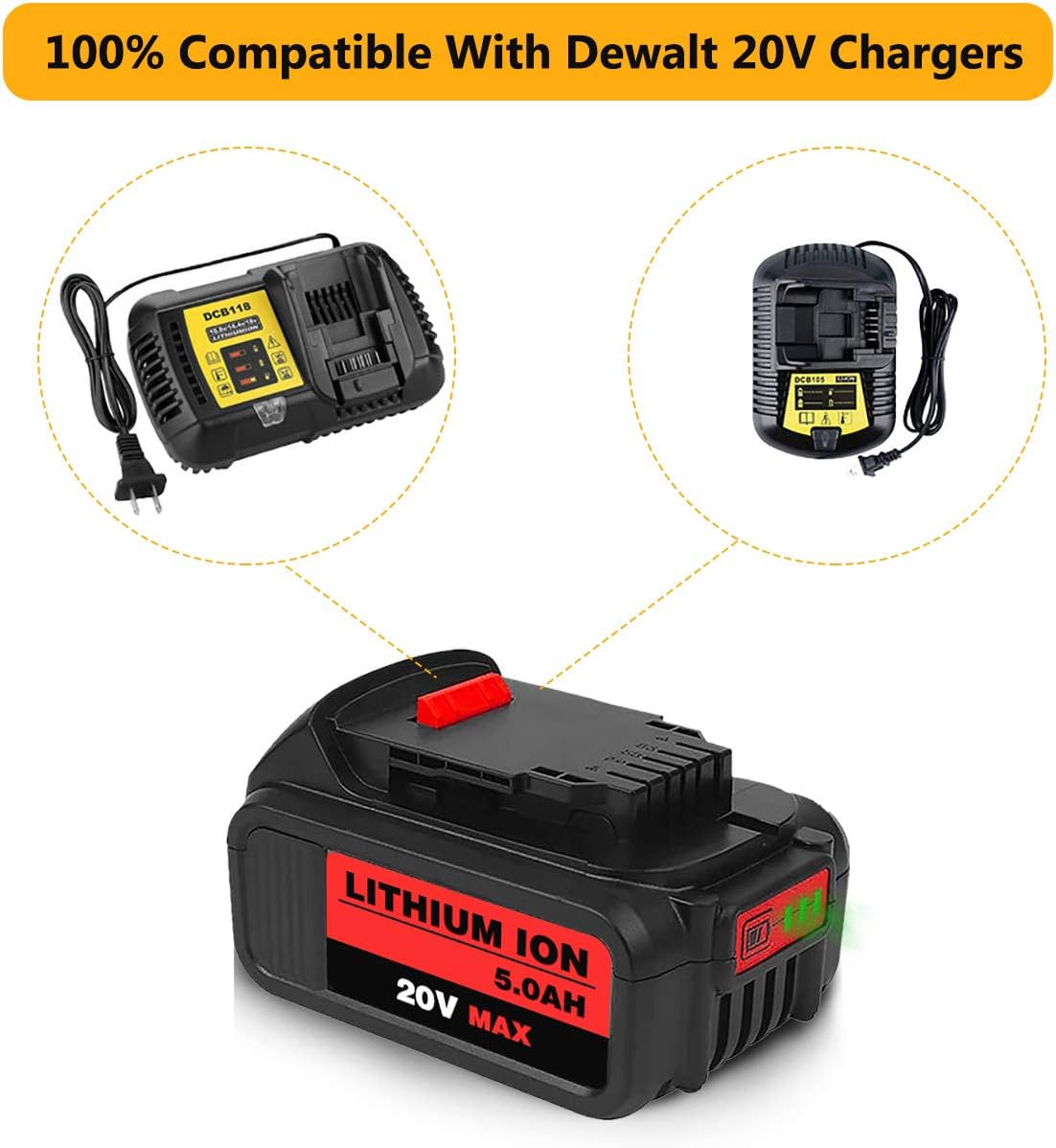 6Packs 20Volt 5.0Ah Lithium Battery T94547