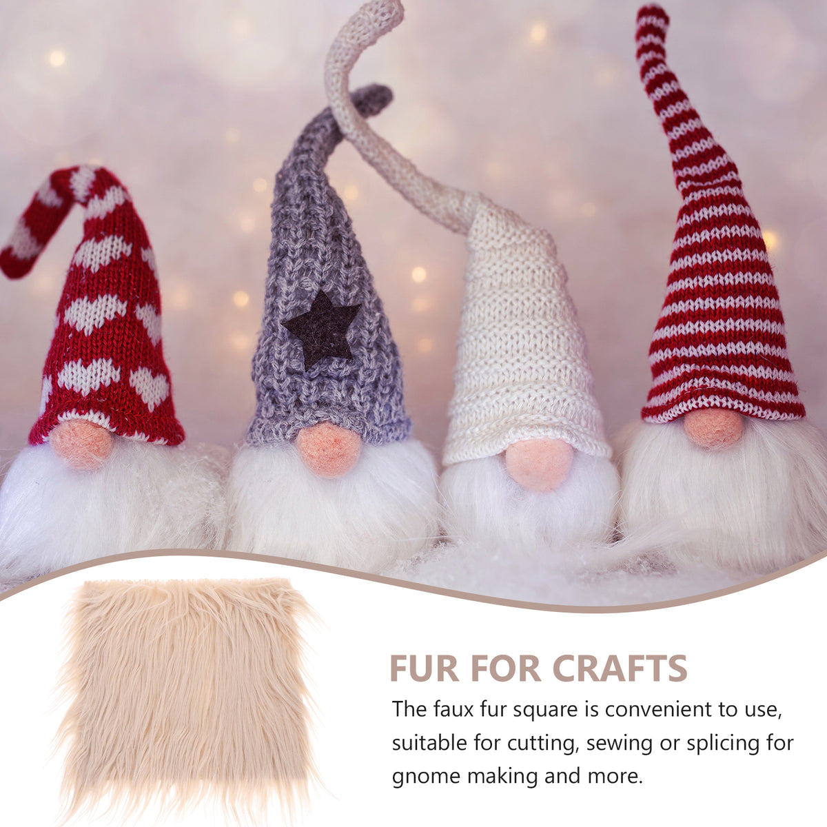 2 Sets Gnome Doll DIY Making Supplies with Faux Fur Fabric and Wooden Balls M4166