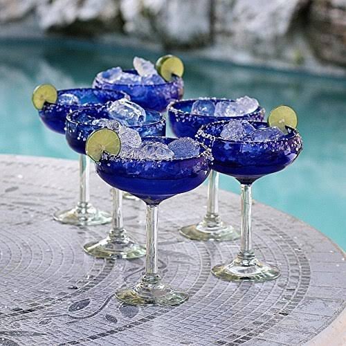 Cobalt Blue Recycled Glass Margarita Glasses P323397