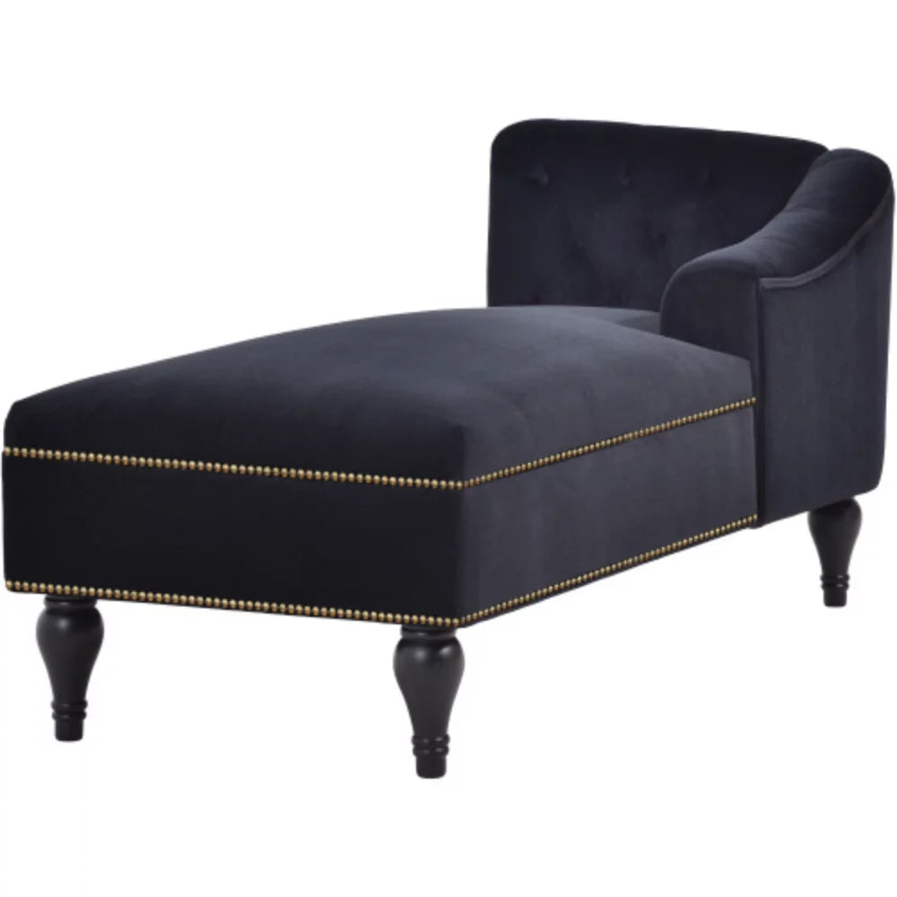Velvet Button Tufted Chaise Lounge with Nailhead Trim L403185