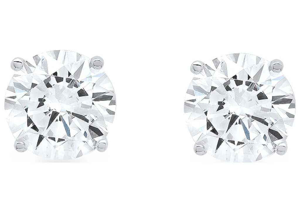 18k White Gold Blue Simulated Diamond Stud Earrings C3805