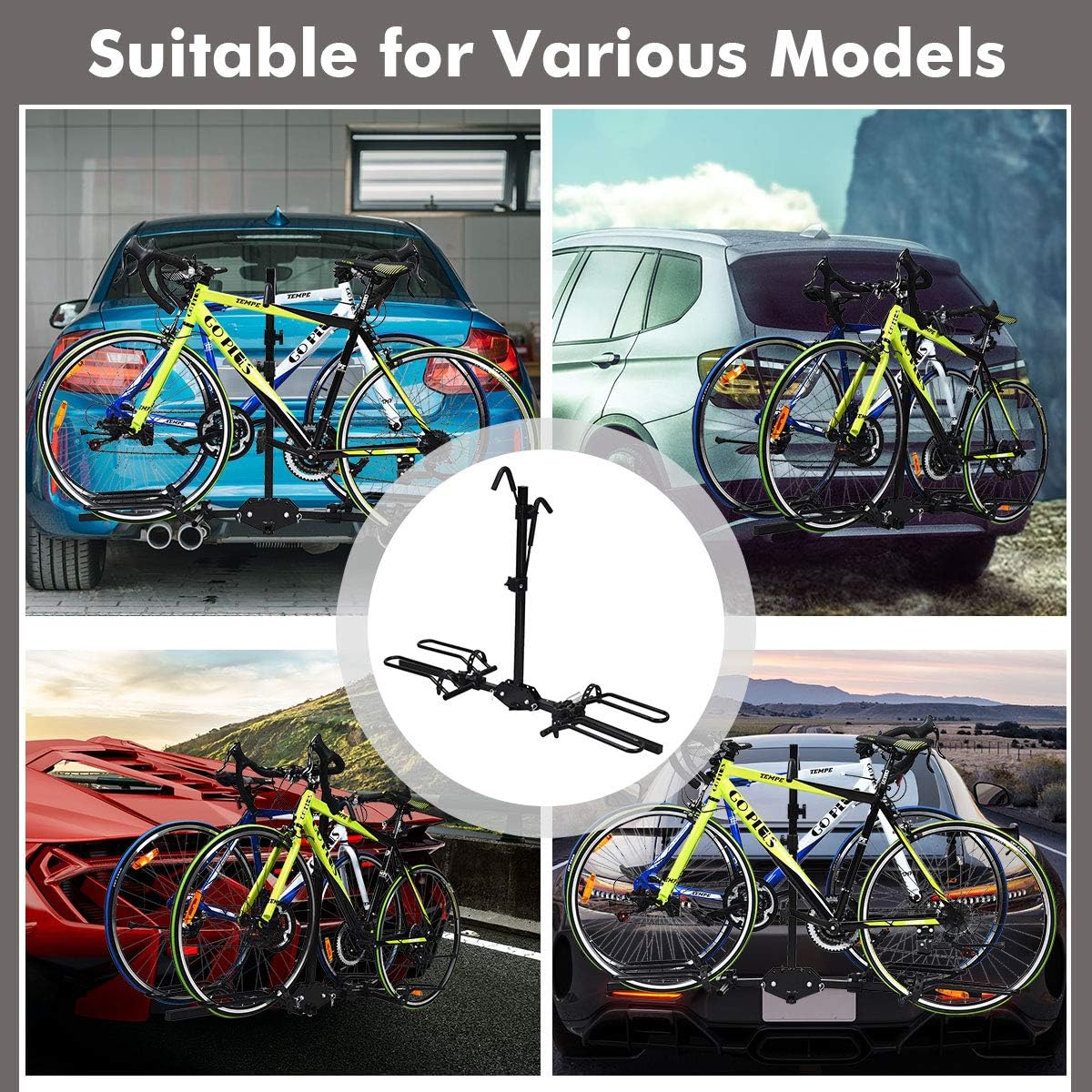 2-Bike Hitch Mount Rack Foldable Receiver L7381