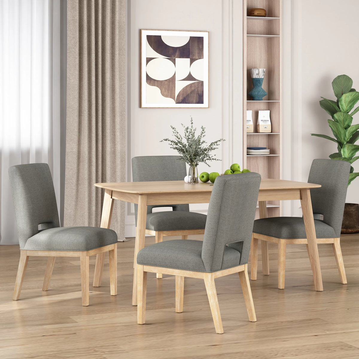 Fabric Upholstered Dining Chairs Set of 4 F937617