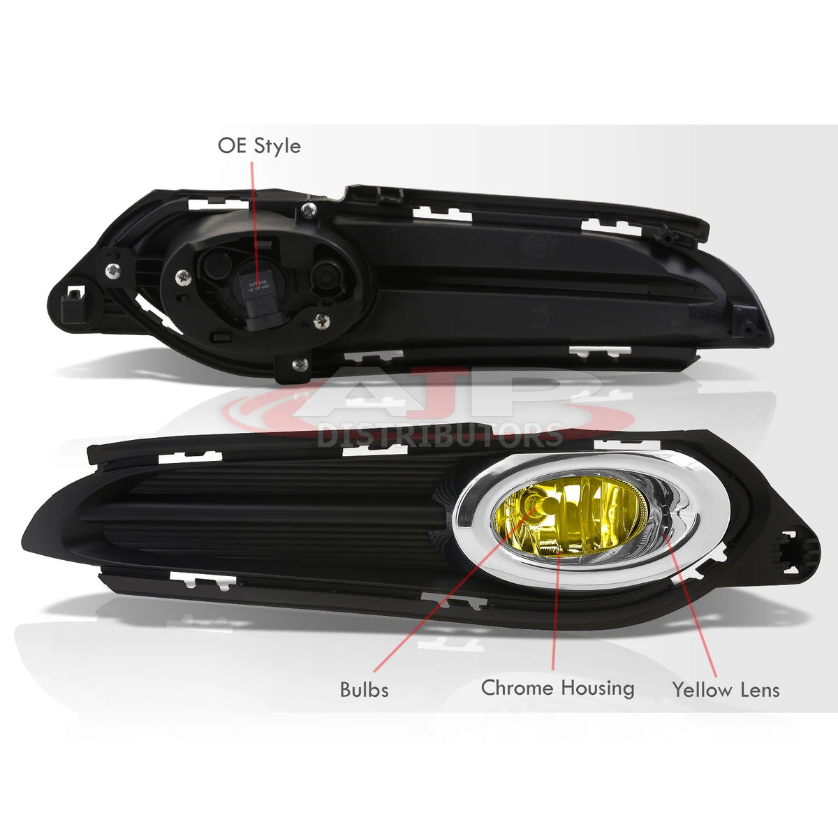 Chrome Front Bumper Fog Lights Assembly with Bulbs Switch Relay Wiring Harness Kit (Yellow Lens) V749544