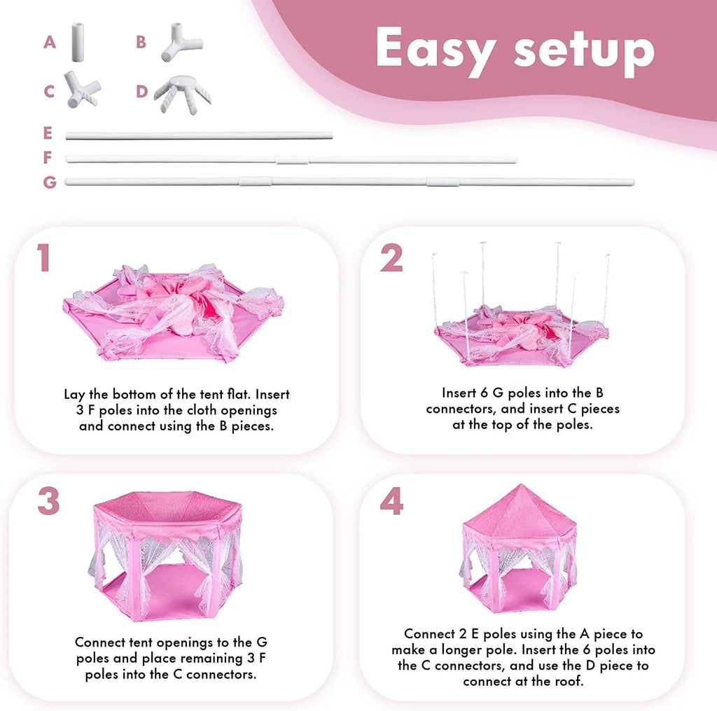 Princess Castle Play Tent with LED Star String Lights M753