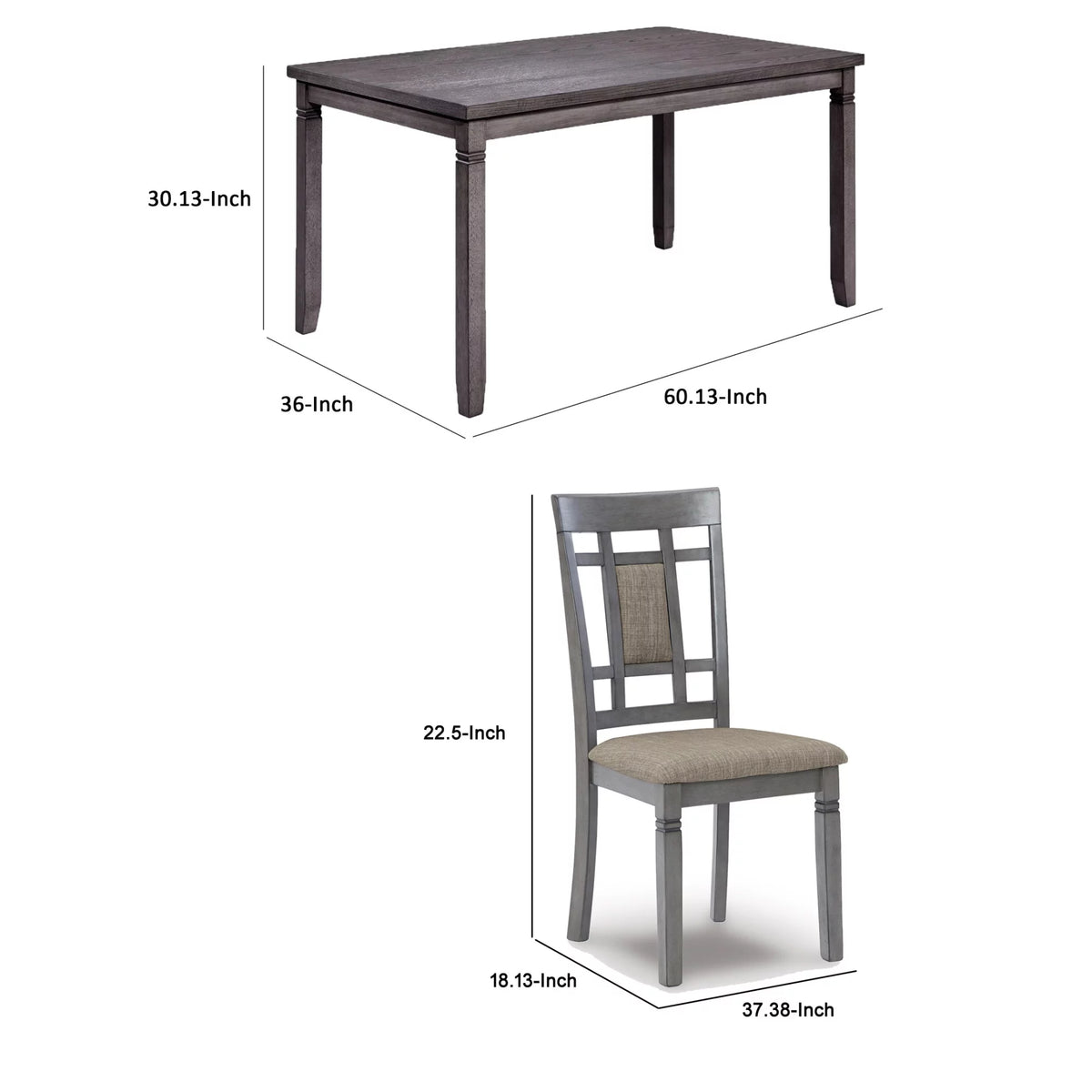 7 Piece Light Gray Wood Dining Table Set H5209