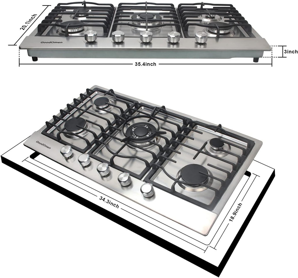 30 Inch 5 Burner Gas Cooktop with Cast Iron Grates R636