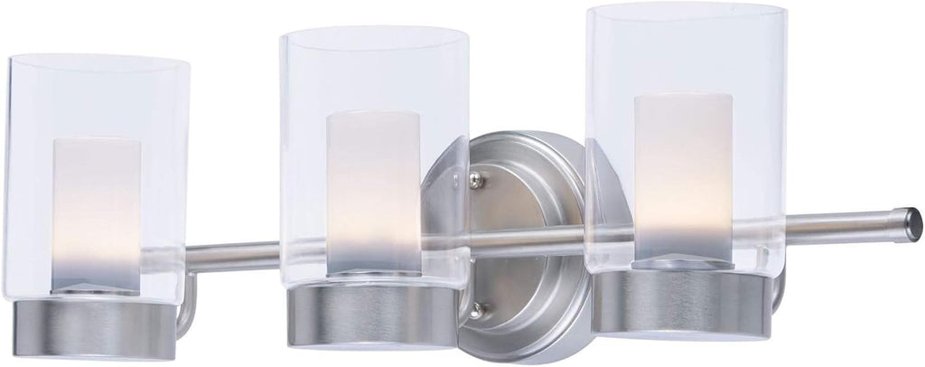 22 Inch 3 Lamp LED Glass Bathroom Vanity Light, 23W, 3000K, Brushed Nickel Finish R5261