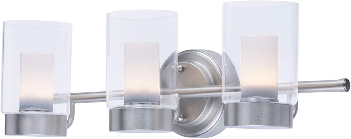 22 Inch 3 Lamp LED Glass Bathroom Vanity Light, 23W, 3000K, Brushed Nickel Finish R5261