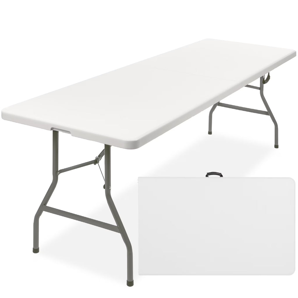 White 8ft Plastic Folding Table with Handle O33119