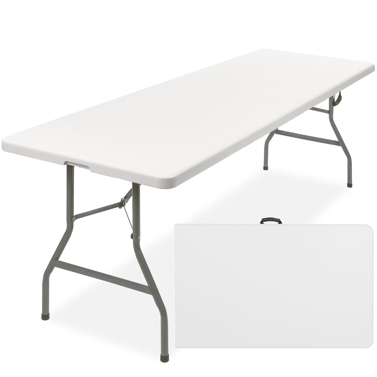 White 8ft Plastic Folding Table with Handle O33119