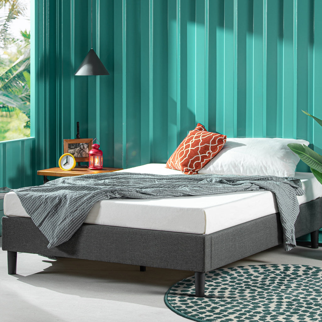 13" Upholstered Platform Bed Frame, Grey, Full L1123