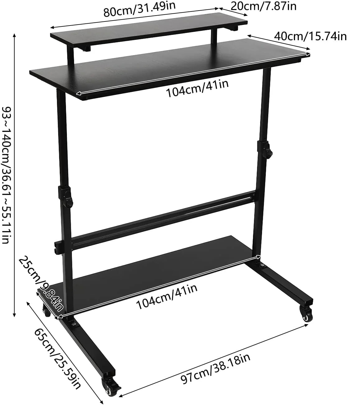 Height Adjustable Rolling Computer Desk N84780
