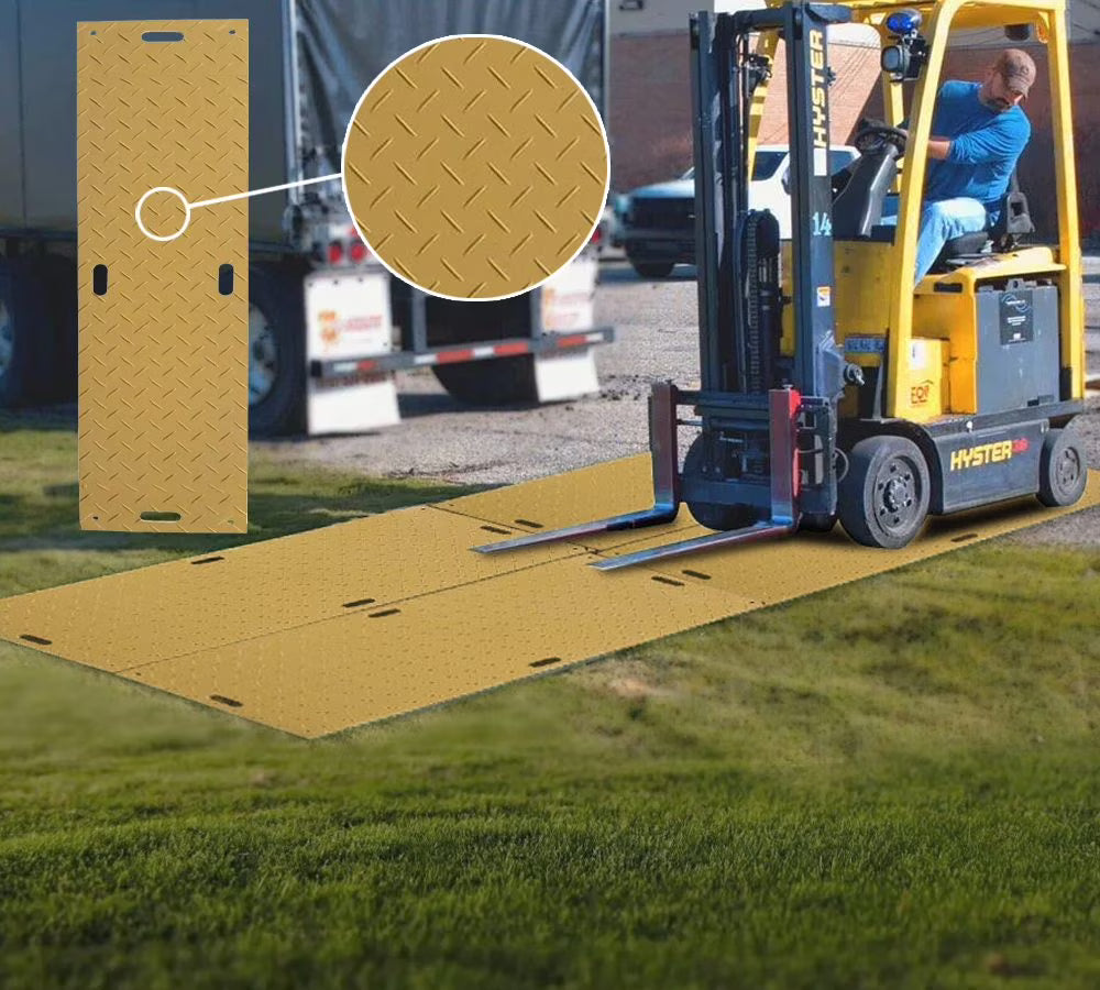 4 Pcs Tan Ground Protection Mats, 2' x 8', Heavy Equipment Mats O518
