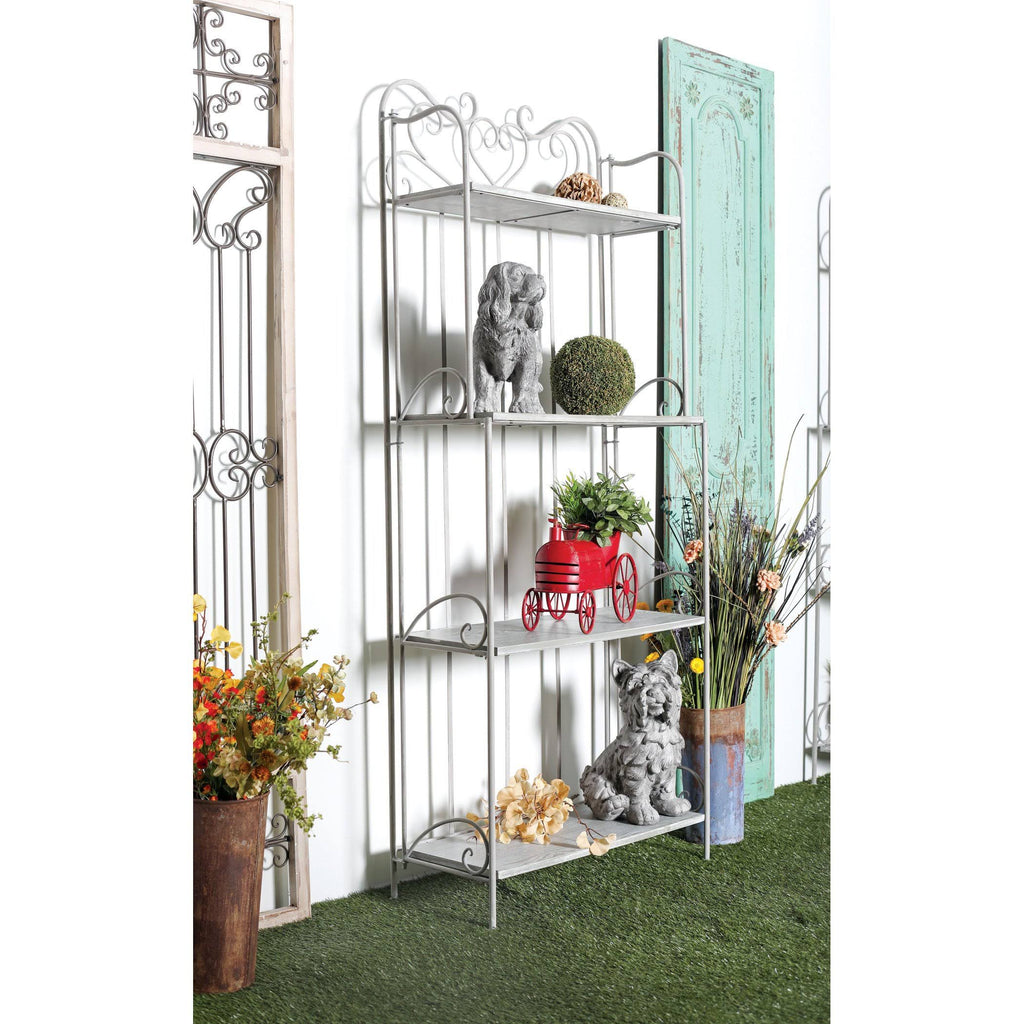 Gray Wood and Iron Four-Tier Bookshelf U378036
