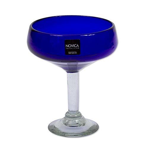 Cobalt Blue Recycled Glass Margarita Glasses P323397