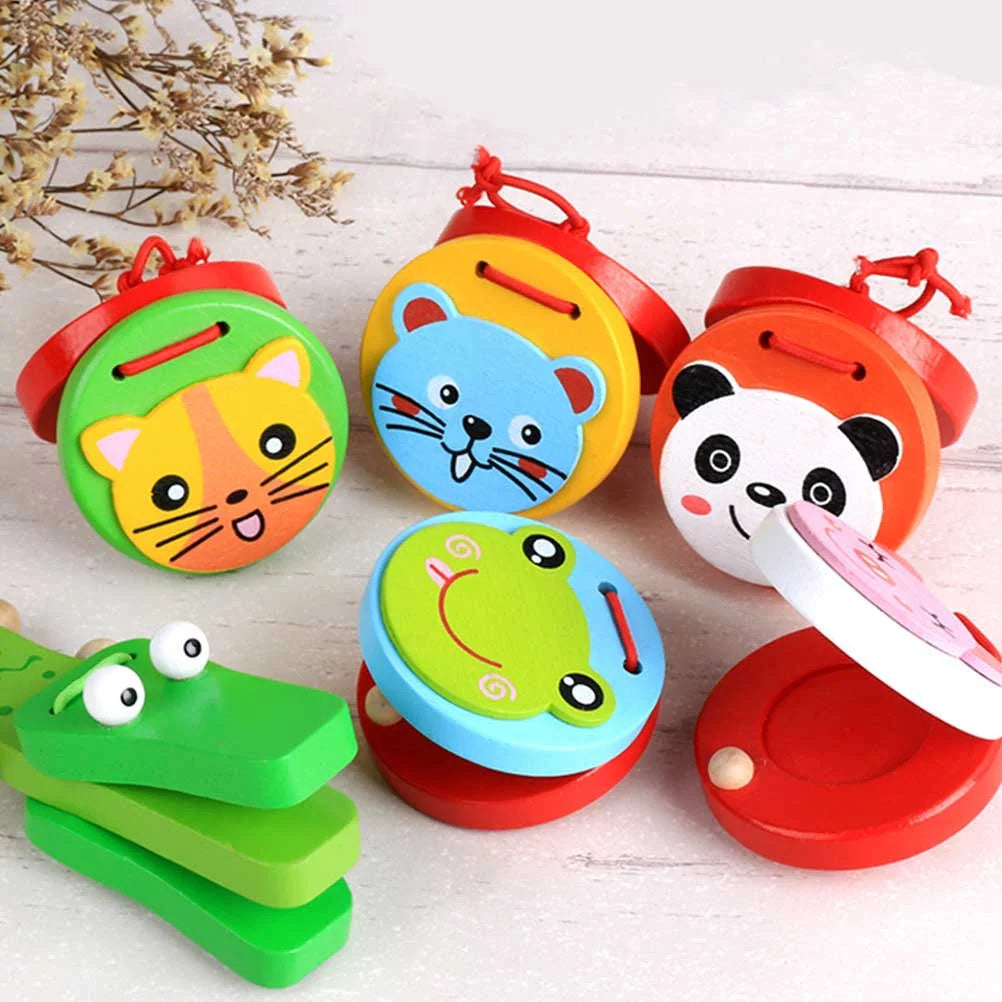 2 Pcs Kids Wooden Crocodile Castanets Clacker Toys Musical Instrument Bamboo N5794