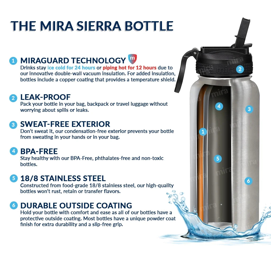 32 oz Stainless Steel Water Bottle with Straw Lid H179