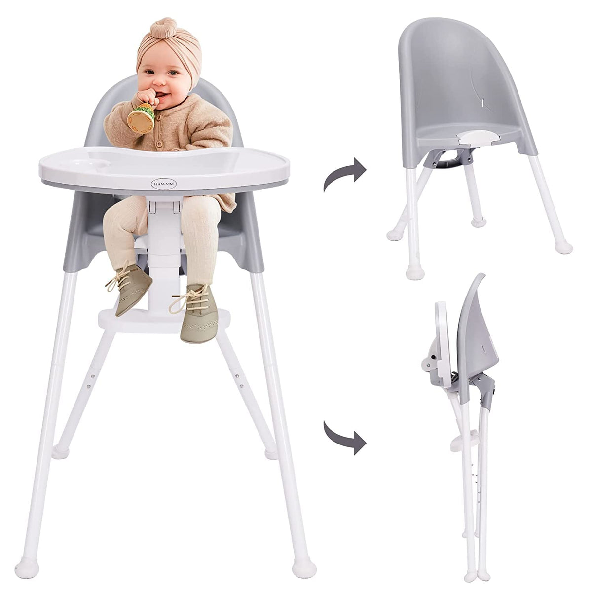 High Chair Folding with Detachable Double Tray Y45589