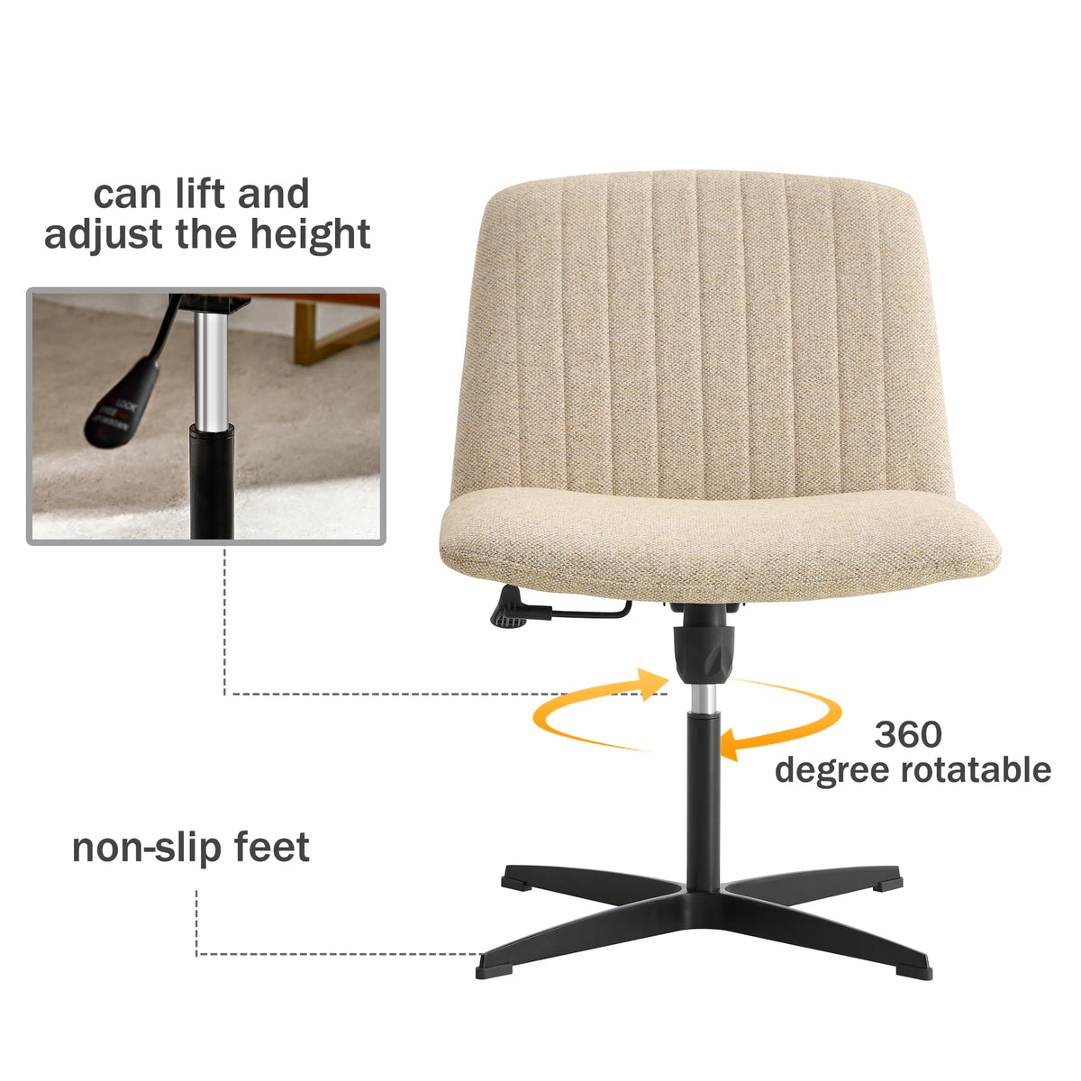 Adjustable Swivel Home Office Computer Chair with Cushion & Black Foot I1101
