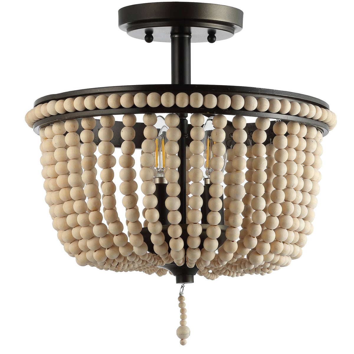 14 in. Wood Beaded Metal LED Flush Mount G53543