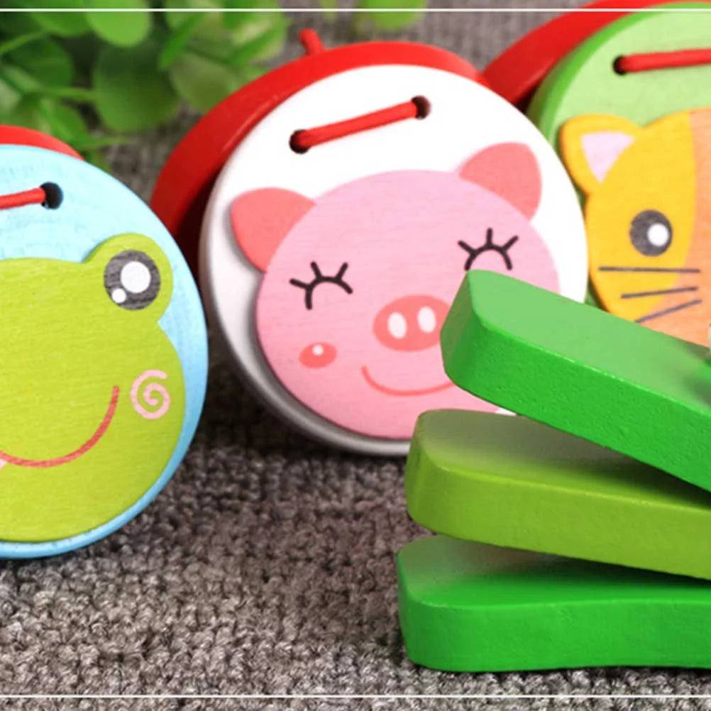 2 Pcs Kids Wooden Crocodile Castanets Clacker Toys Musical Instrument Bamboo N5794