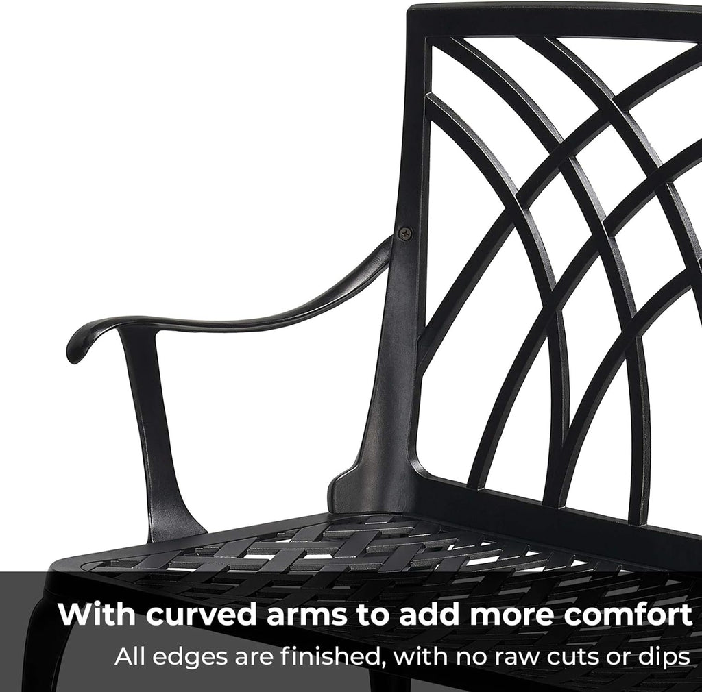Black Cast Aluminum 2-Person Patio Bench U5758
