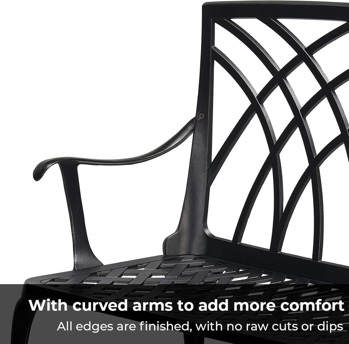 Black Cast Aluminum 2-Person Patio Bench U5758