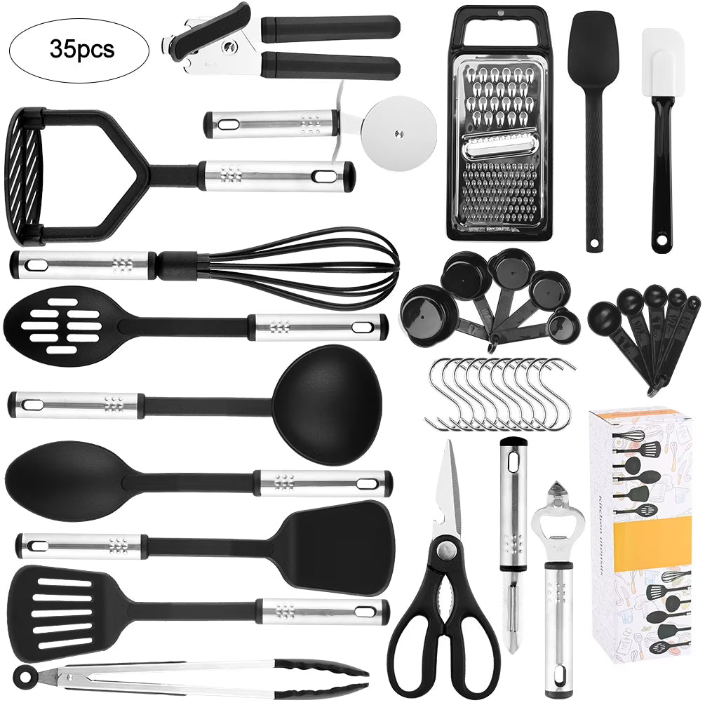 35 Piece Silicone and Stainless Steel Kitchen Utensil Set W7314