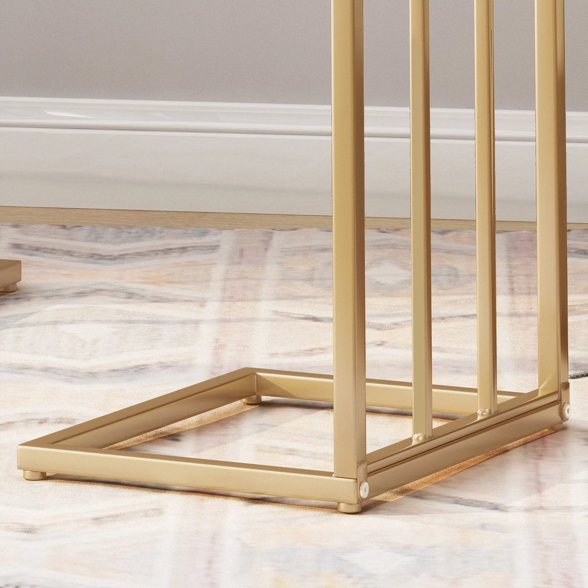 Set of 2 Champagne Gold White C Side Table N8111