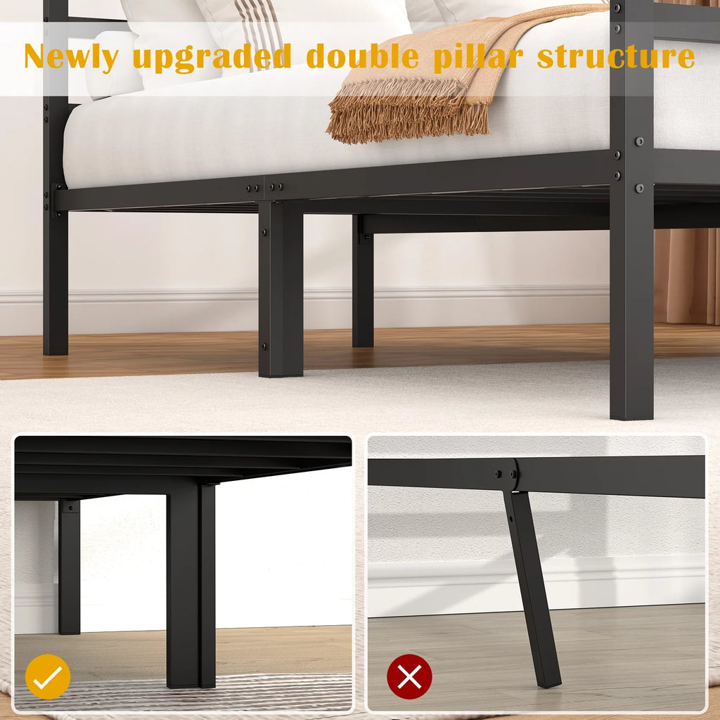 Queen Size Metal Platform Bed Frame with Headboard and Footboard L4948