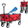 Collapsible Folding Wagon Cart with Side Pocket, Gray U6183