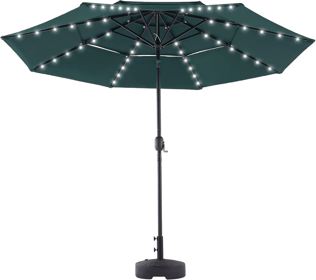 10' Patio Umbrella with LED Lights, Double Vent, 30UPF Canopy, 48 Solar Lights C721280