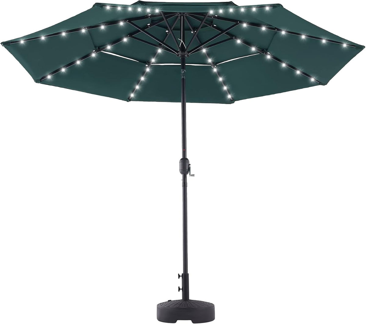 10' Patio Umbrella with LED Lights, Double Vent, 30UPF Canopy, 48 Solar Lights C721280