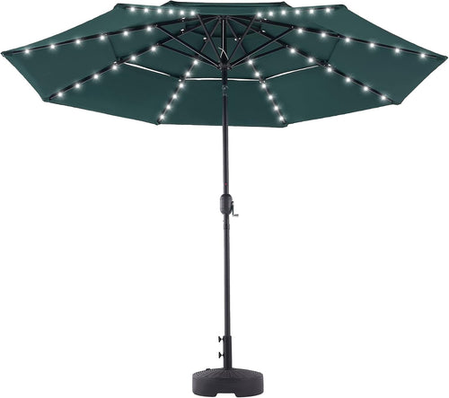 10' Patio Umbrella with LED Lights, Double Vent, 30UPF Canopy, 48 Solar Lights C721280