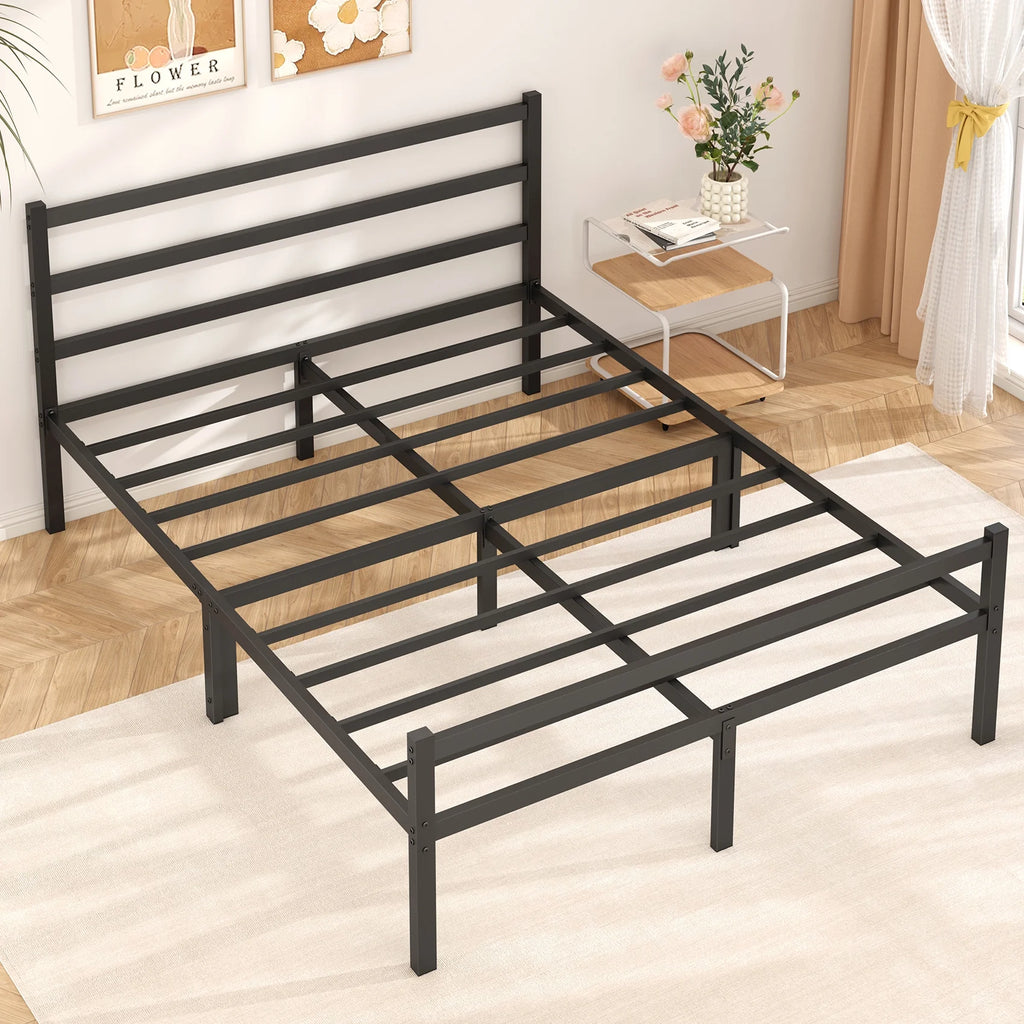 Queen Size Metal Platform Bed Frame with Headboard and Footboard L4948